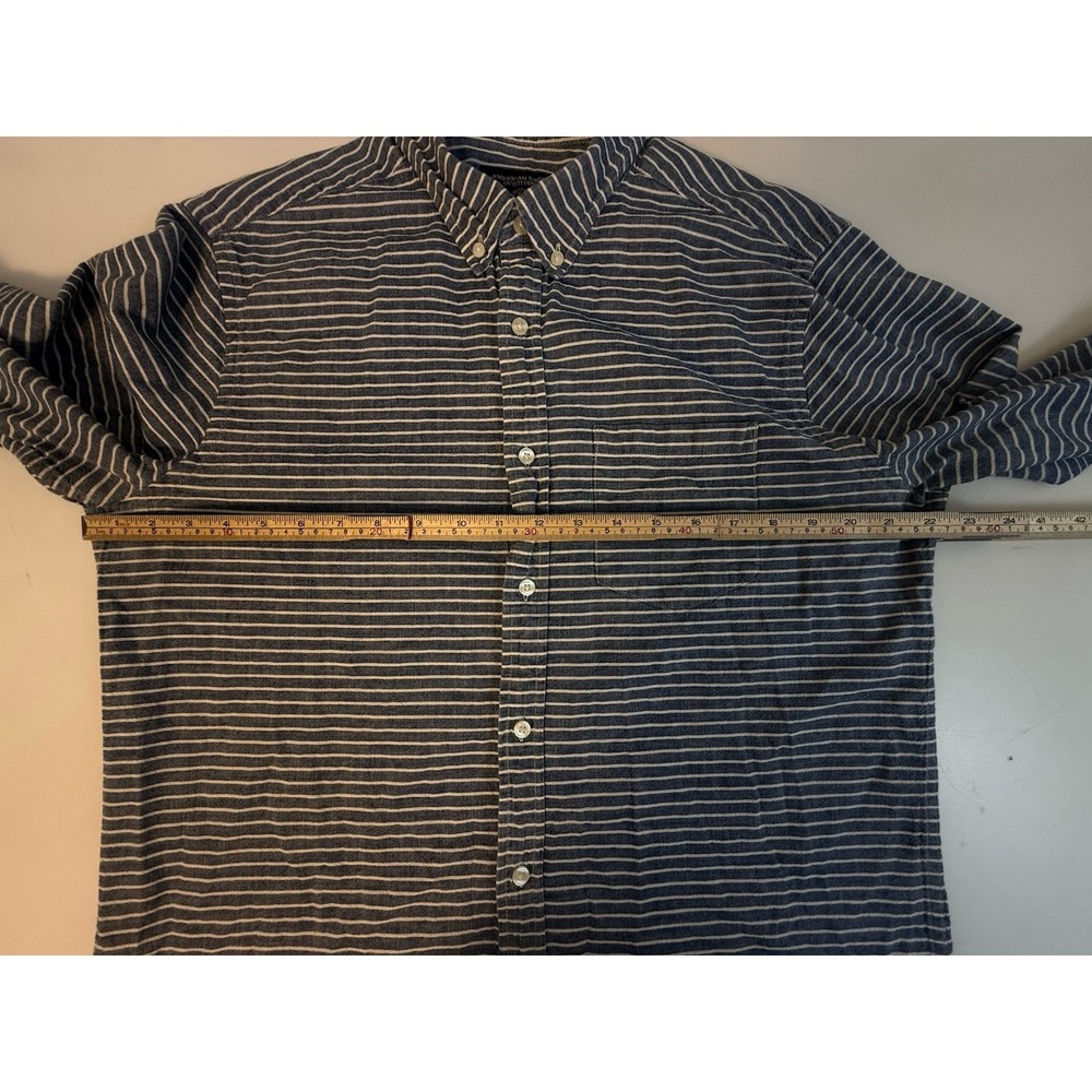 American Eagle Prep Fit Shirt Men's Large Blue White Striped Button Down Cotton - Picture 7 of 10
